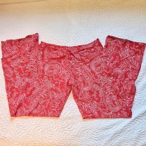 red and white ❤️‍🩹  vintage bandana flowy pants 
Agua Doce 
small / medium fit